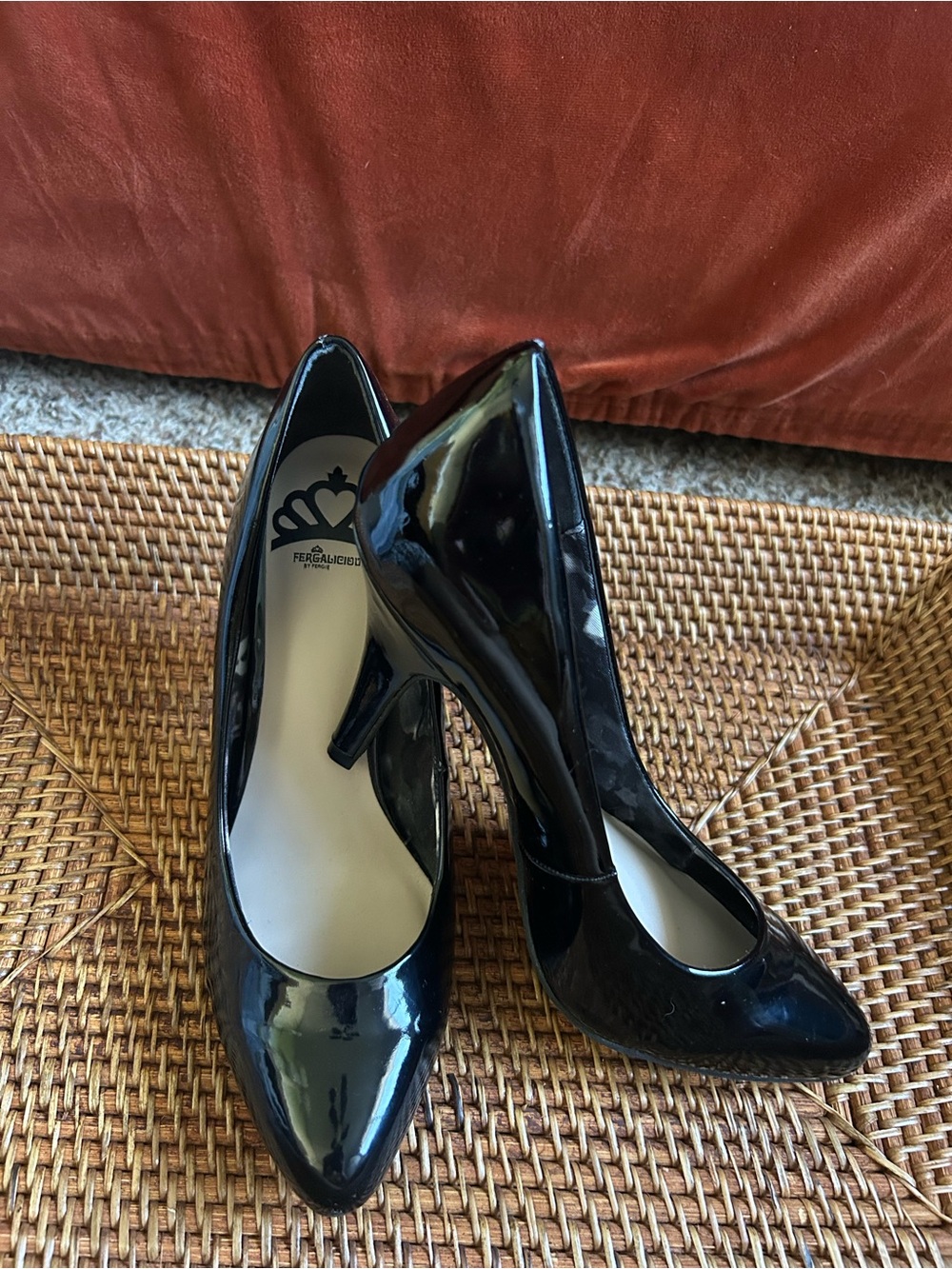 Fergalicious by Fergie Caroline Black Patent Pointed Toe Pumps Heels